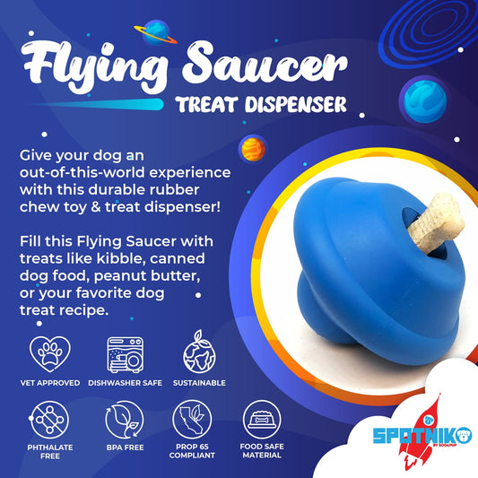 Flying Saucer eDispenser Durable Rubber Chew Toy & Treat Dispenser